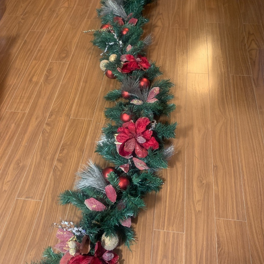 Festive Holiday Garland with Red Accents